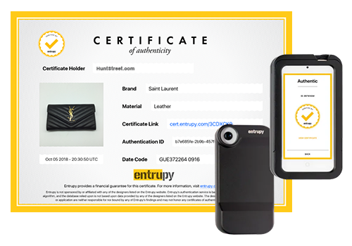 Entrupy Authentication Certificate (Hermes, Chanel, LV & more)